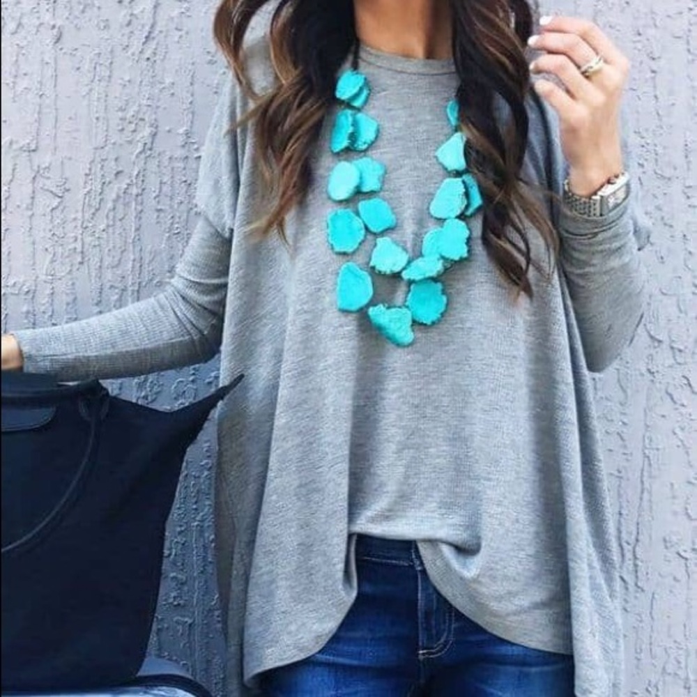 Long Sleeve Grey Casual Top